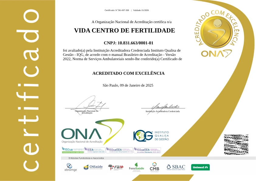 certificado acreditado com excelencia vida